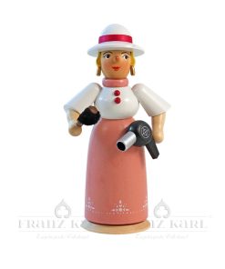 Räucherfrau Frisörin mit Föhn