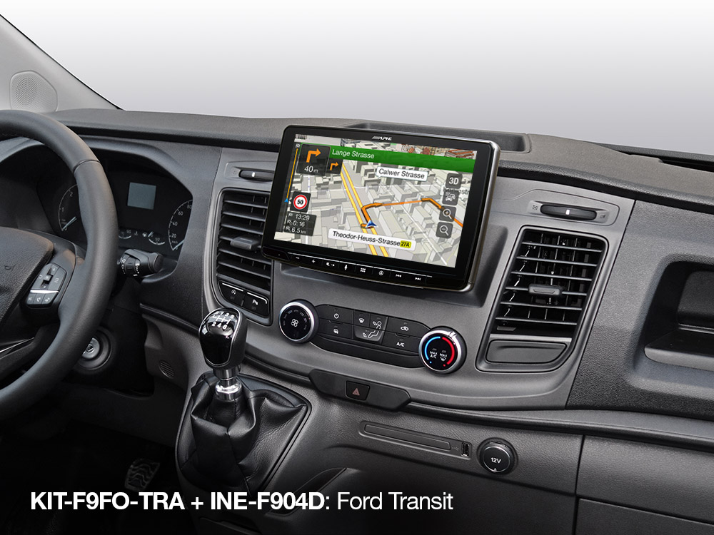 Alpine KIT-F9FO-TRA 9-Zoll (1-DIN) Einbauset für Ford Transit Custom ab 2018 mit Alpine Halo