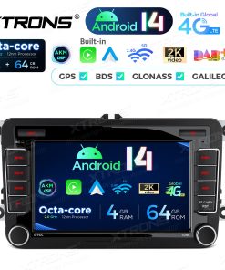 PX74MTVL 7 Zoll Octa Core 4 + 64 GB Android 14 Autoradio Multimedia Player Custom Fit für Volkswagen / SEAT / SKODA Global 4G LTE