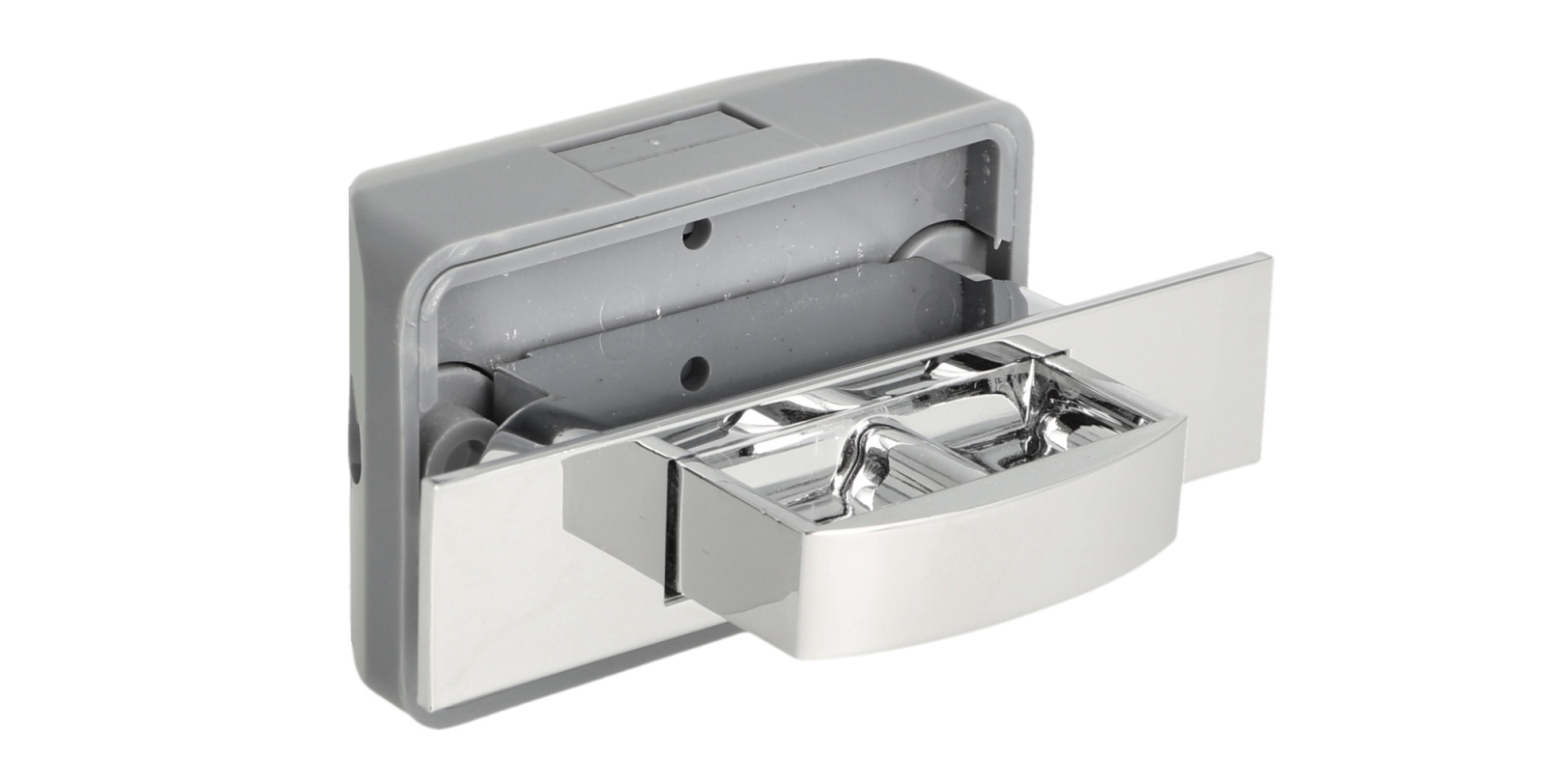Hochwertiger Druckknopf-Verschluss mit Soft-Close und Grifffunktion, aus Zamak, Oberfläche: verchromt, Ausführung: rechteckig, 14.03.042-0. Massiver Druckknopf für Wohnwagen, Yacht, Privatflugzeug und viel mehr, von SISO Denmark - Image 2