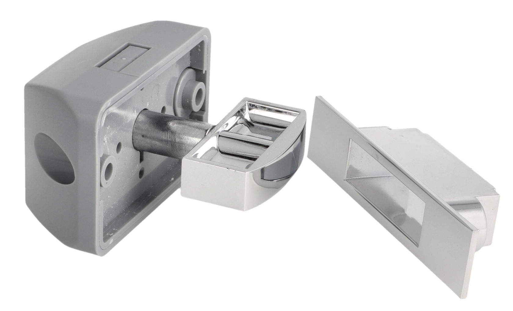 Hochwertiger Druckknopf-Verschluss mit Soft-Close und Grifffunktion, aus Zamak, Oberfläche: verchromt, Ausführung: rechteckig, 14.03.042-0. Massiver Druckknopf für Wohnwagen, Yacht, Privatflugzeug und viel mehr, von SISO Denmark - Image 7