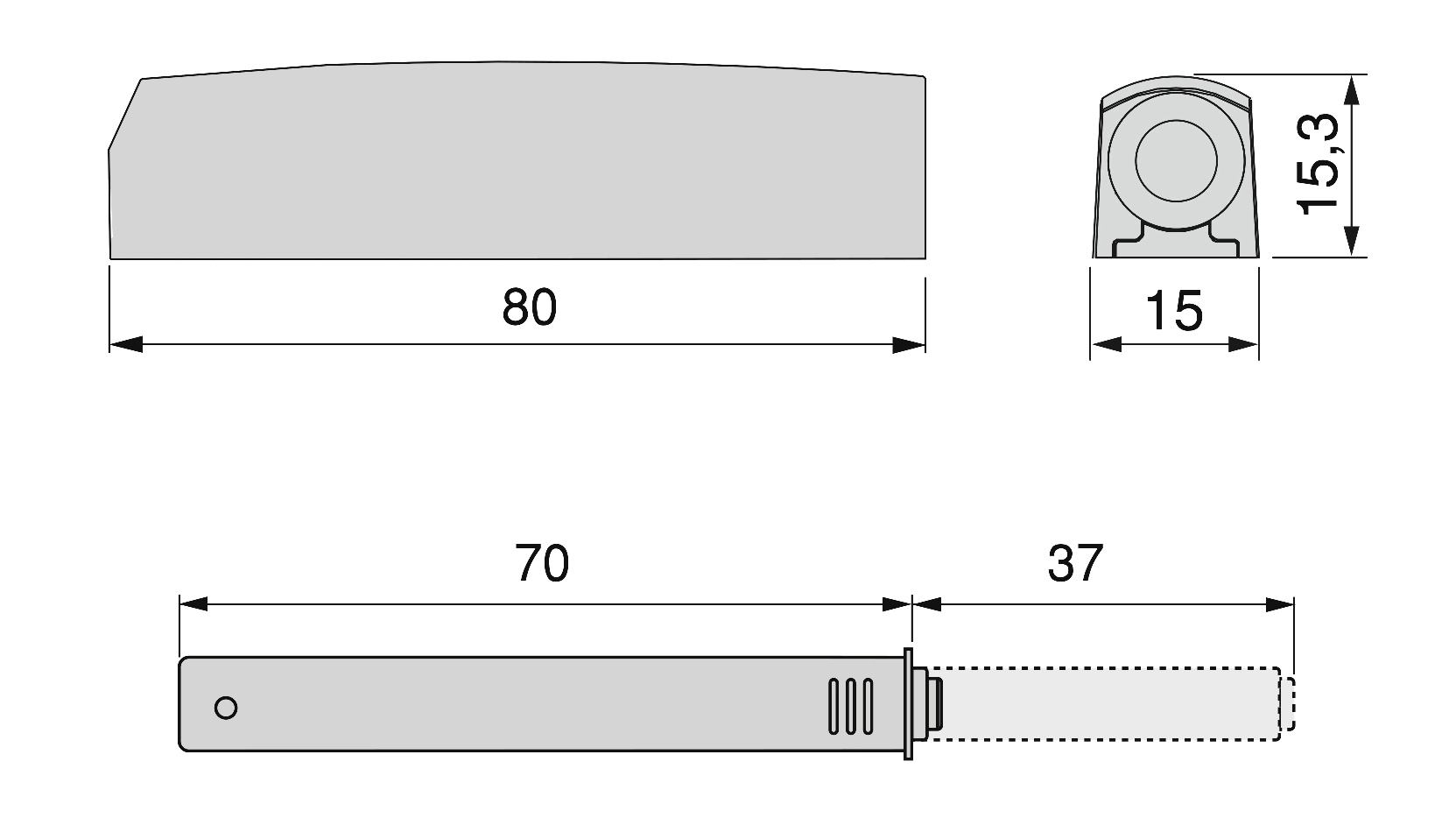 2 Stück eleganter Druckschnäpper, mit Montagegehäuse, Oberfläche: grau, Ausführung: nicht magnetisch, 1900221. Stabiler Push-to-open Türöffner für Möbeltüren, Schranktüren, Klappen und vieles mehr, von EMUCA - Image 2