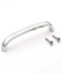 Edelstahlgriff V2A (SUS304), 150 mm (6″) XL-CUR150TT. Massiver Edelstahlgriff aus SUS304 (V2A), matt und poliert, für Badezimmermöbel, feuchte Umgebung, Schiff, Wohnwagen, Medizinbereich, Küchenmöbel, von Sugatsune / LAMP® (Japan)
