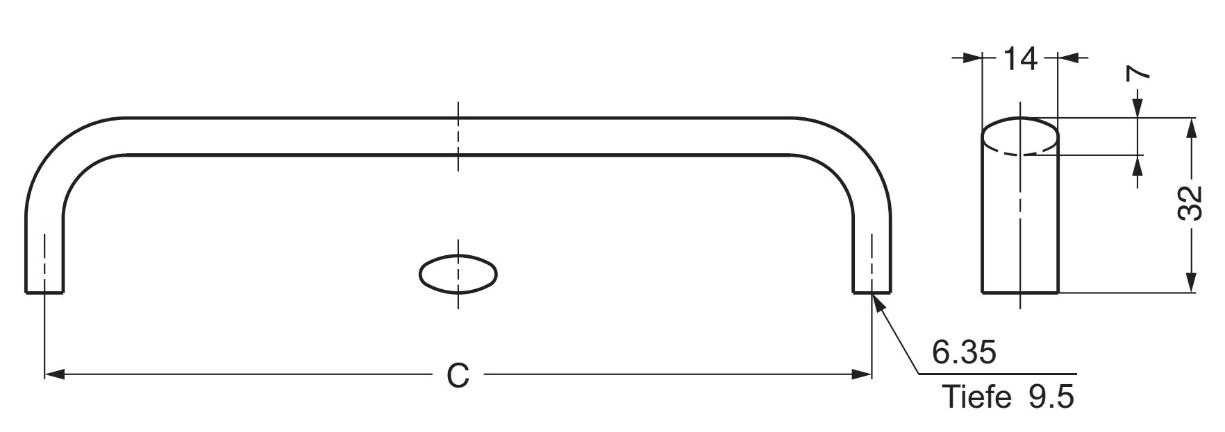 Edelstahlmöbelgriff SUS316, 89 mm, EK-S635/M und EK-S635/S. Möbelgriff aus feinstem Edelstahl V4A (SUS316) für hochwertige Einrichtungen, sowie für Außenbereich, feuchte und raue Umgebungen von Sugatsune / LAMP® (Japan) - Image 2