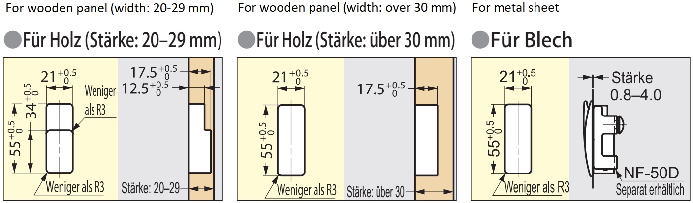 Hochwertiger Federklapphaken zum Einlassen, Oberfläche: schwarz, 60 mm (2,4″), Ausführung: mit Soft-Close Schließdämpfung, NF-60D-BL. Klapphaken mit Schließautomatik und Soft-Close für Caravan, Yacht und viel mehr, von Sugatsune / LAMP® (Japan) - Image 4