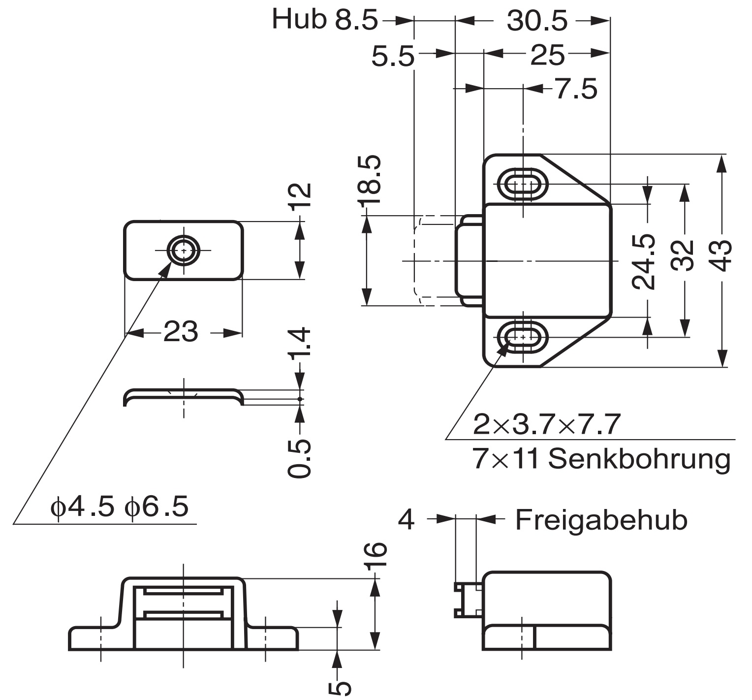 2 Stück kompakter Magnet-Druckschnäpper, inkl. Gegenplatte, Oberfläche: weiß, 25 mm (63/64″), ML-30SW. Platzsparender Push-to-open Türöffner für Möbeltüren, Schranktüren und vieles mehr, von Sugatsune / LAMP® (Japan) - Image 4