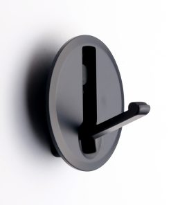 Hochwertiger runder Federklapphaken zum Einlassen, Oberfläche: schwarz, satiniert matt, 64 mm (2,6″), NF-R64-BL. Runder Klapphaken mit Schließautomatik, für Tinyhouse, Wohnmobil, Caravan, Yacht, Zug, Bus und viel mehr, von Sugatsune / LAMP® (Japan)