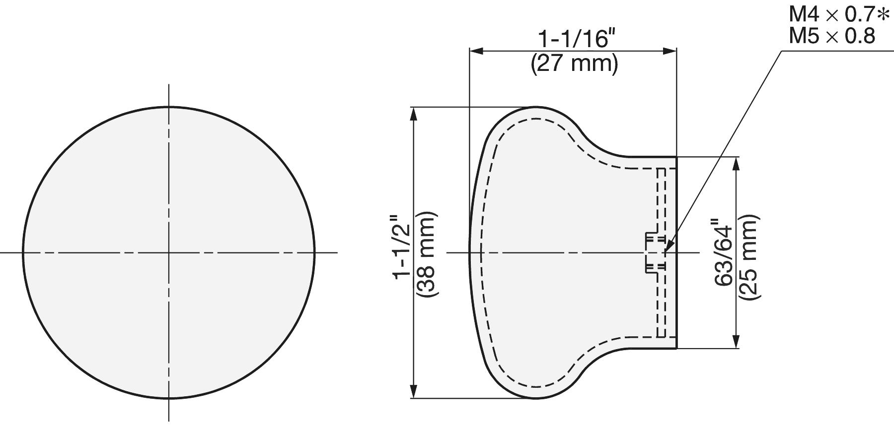Superleichter Edelstahl-Möbelknopf SUS304, ⌀27 mm (1-1/16″), RSS-38S. Exklusiver massiver superleichter Edelstahl-Möbelknopf aus rostfreiem Edelstahl V2A, satiniert matt, für Privatflugzeug, Wohnmobil, Boot, feuchte Umgebung, von Sugatsune / LAMP® (Japan) - Image 2